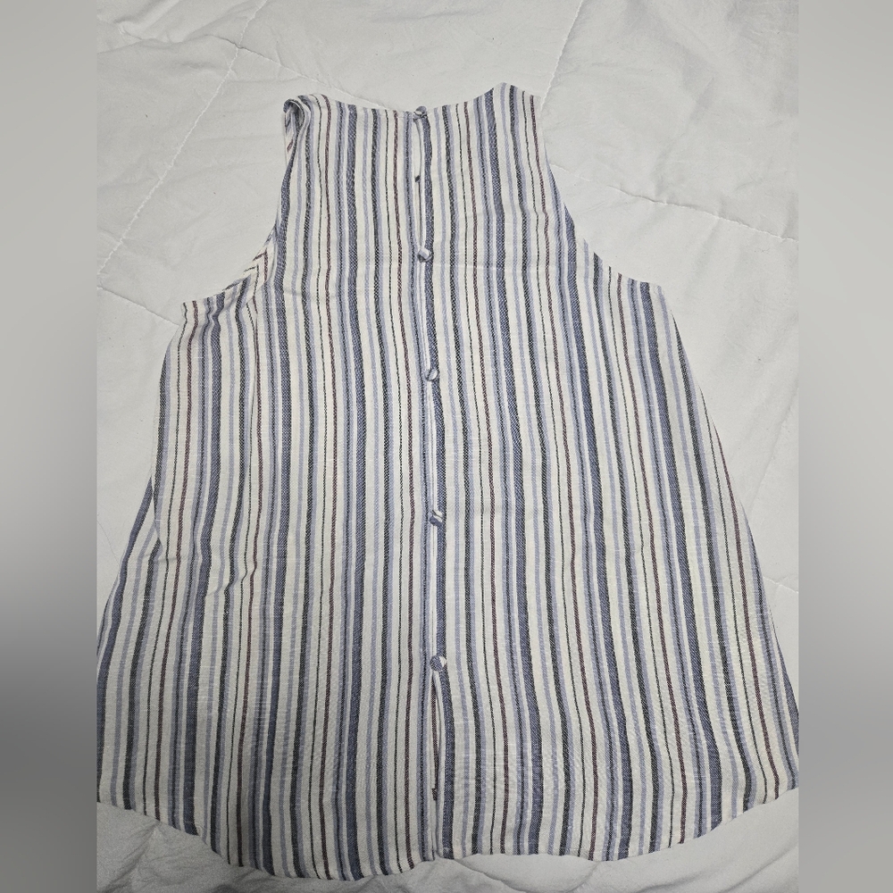 Ann Taylor Tan Striped Blue And Gray Size XS - Picture 3 of 4